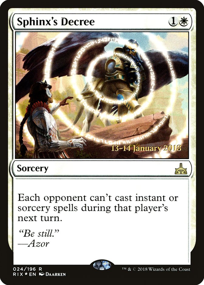 Sphinx's Decree [Rivals of Ixalan Prerelease Promos] | Exor Games Truro