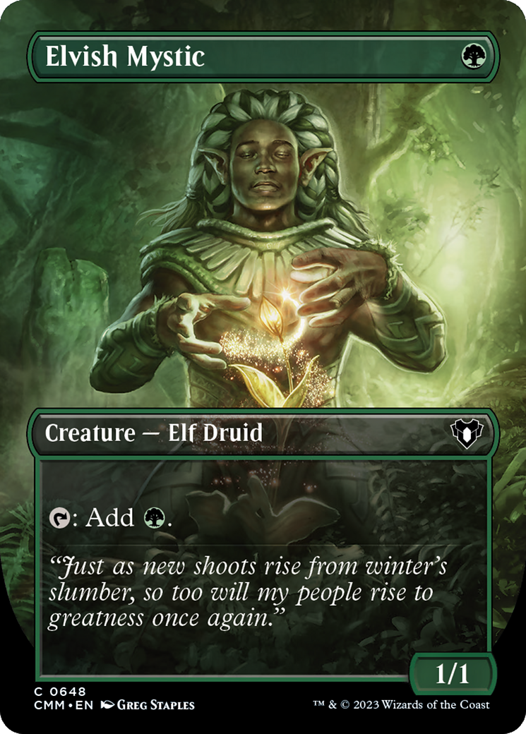 Elvish Mystic (Borderless Alternate Art) [Commander Masters] | Exor Games Truro