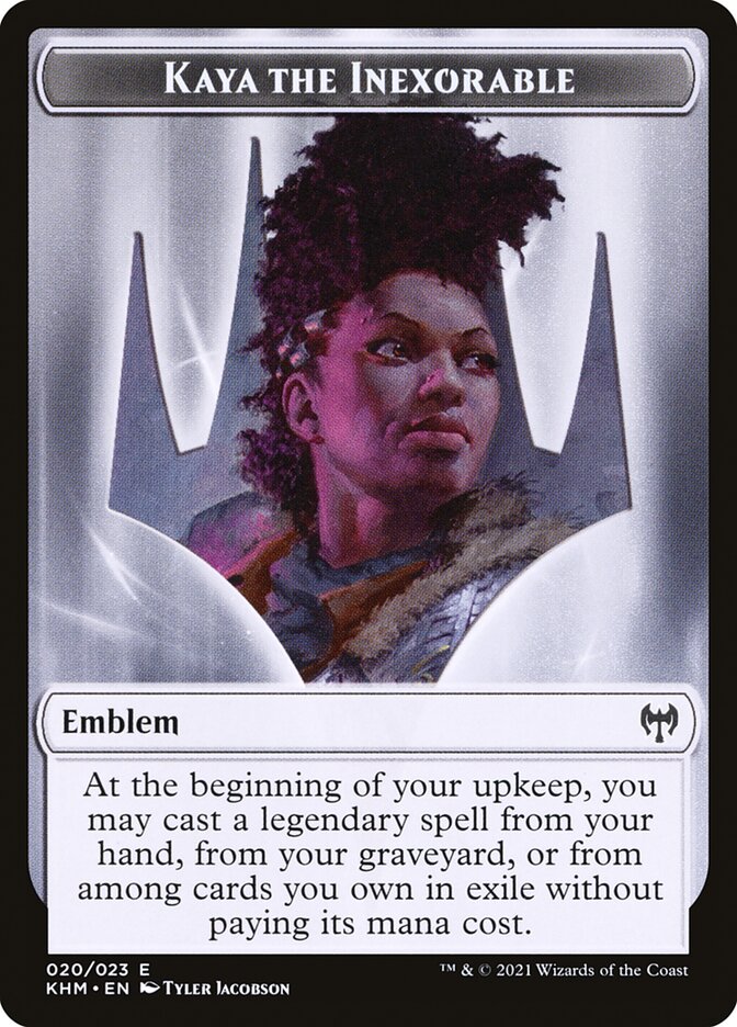 Human Warrior // Kaya, the Inexorable Emblem Double-Sided Token [Kaldheim Tokens] | Exor Games Truro