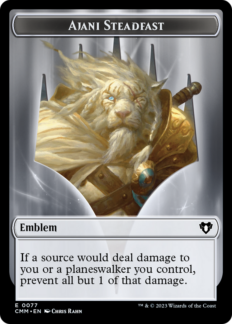 Ajani Steadfast Emblem // Wizard Double-Sided Token [Commander Masters Tokens] | Exor Games Truro