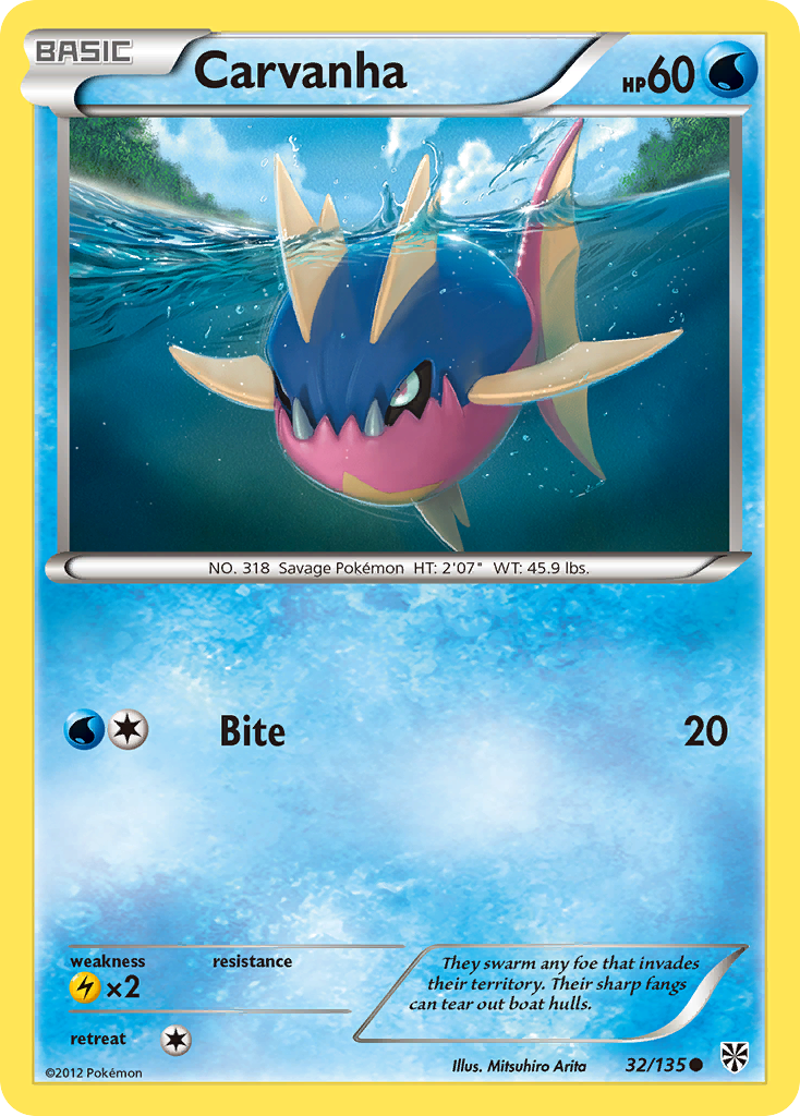 Carvanha (32/135) [Black & White: Plasma Storm] | Exor Games Truro