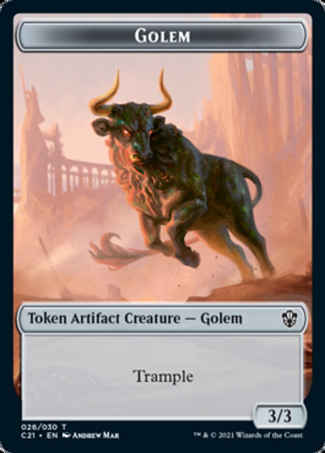 Golem (026) // Thopter Double-Sided Token [Commander 2021 Tokens] | Exor Games Truro