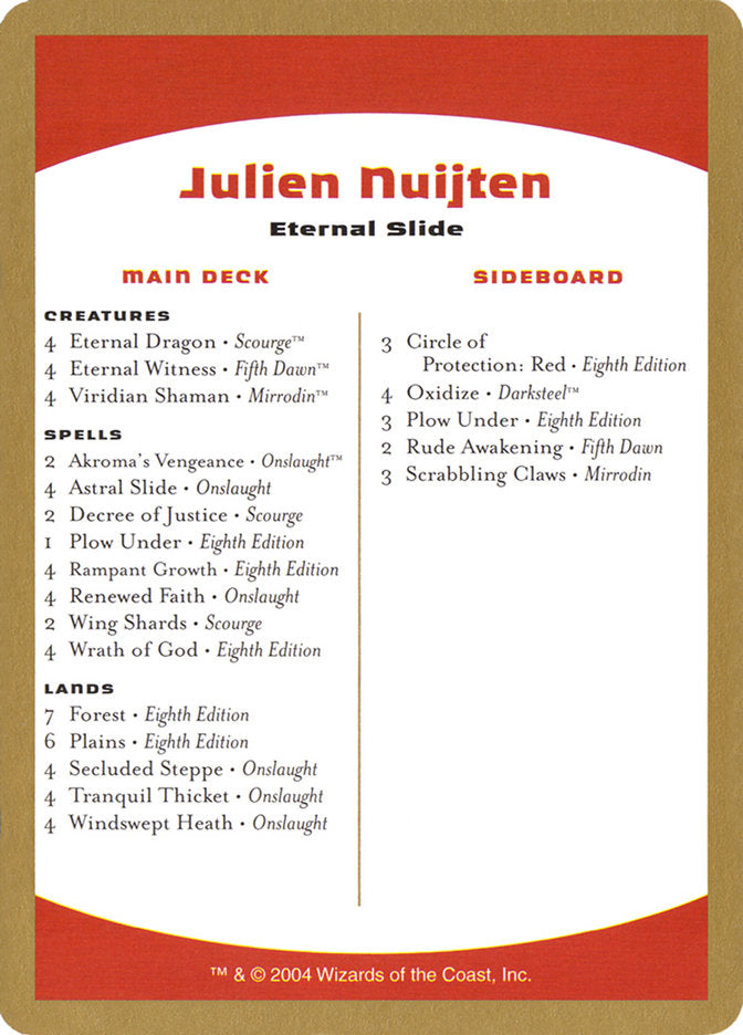 Julien Nuijten Decklist [World Championship Decks 2004] | Exor Games Truro