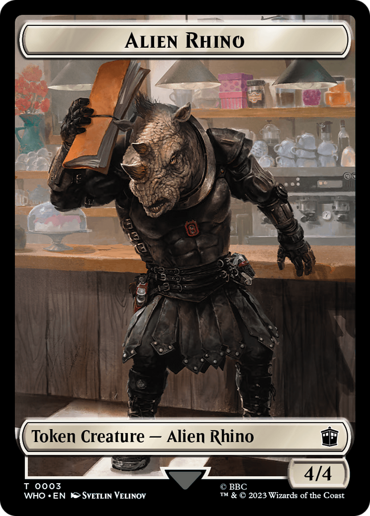 Alien Rhino // Alien Salamander Double-Sided Token (Surge Foil) [Doctor Who Tokens] | Exor Games Truro