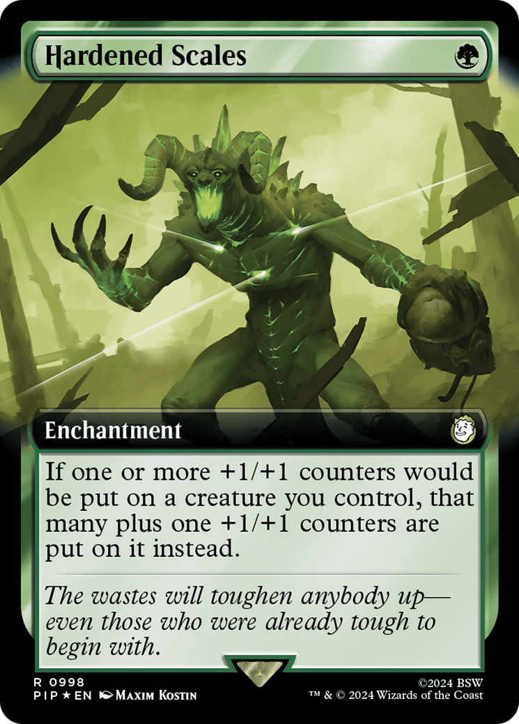 Hardened Scales (Extended Art) (Surge Foil) [Fallout] | Exor Games Truro