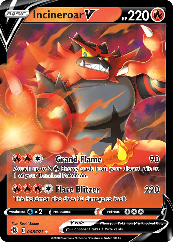 Incineroar V (008/073) [Sword & Shield: Champion's Path] | Exor Games Truro