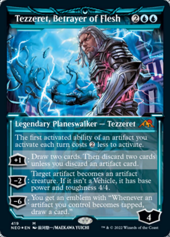 Tezzeret, Betrayer of Flesh (Showcase) (Foil Etched) [Kamigawa: Neon Dynasty] | Exor Games Truro