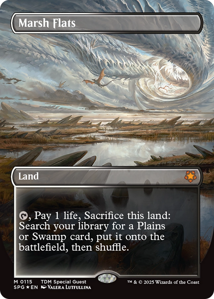 Marsh Flats (Borderless) (Dragonscale Foil) [Tarkir: Dragonstorm Special Guests] | Exor Games Truro