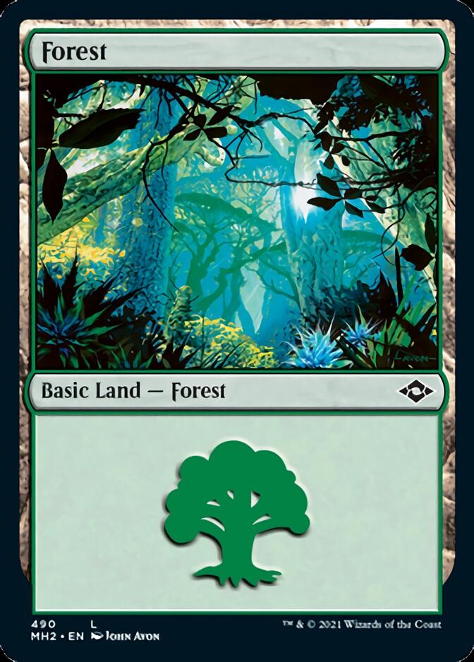 Forest (490) (Foil Etched) [Modern Horizons 2] | Exor Games Truro