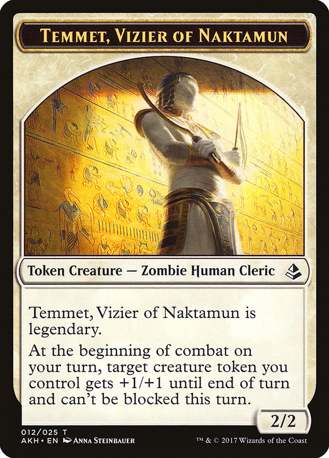 Temmet, Vizier of Naktamun // Zombie Double-Sided Token [Amonkhet Tokens] | Exor Games Truro