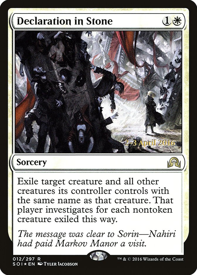 Declaration in Stone [Shadows over Innistrad Prerelease Promos] | Exor Games Truro