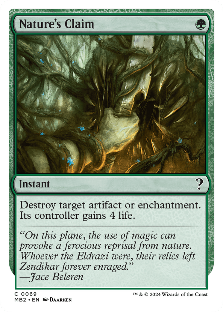 Nature's Claim (White Border) [Mystery Booster 2] | Exor Games Truro
