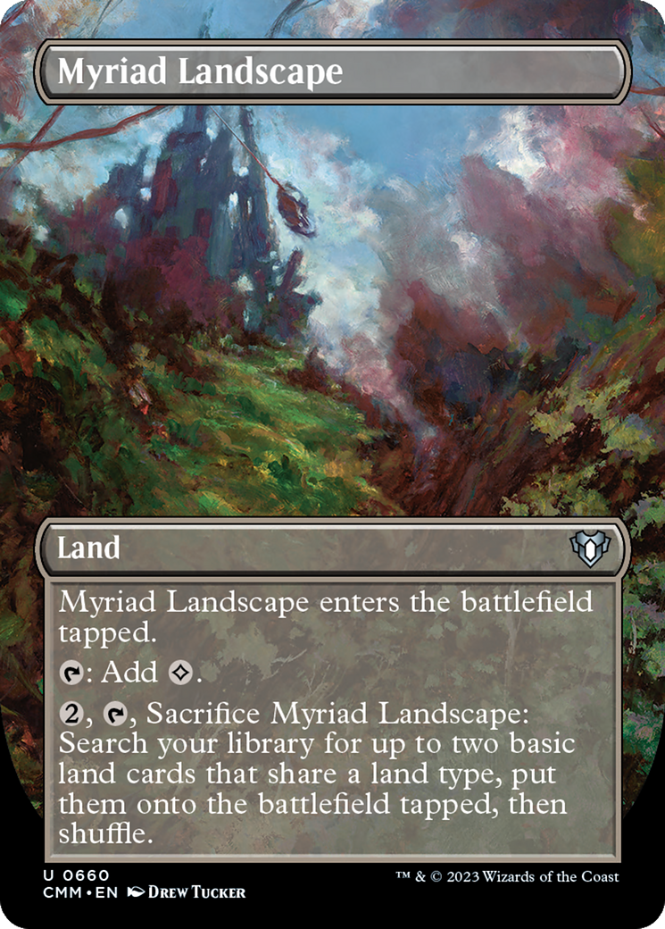 Myriad Landscape (Borderless Alternate Art) [Commander Masters] | Exor Games Truro