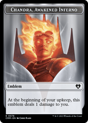 Chandra, Awakened Inferno Emblem // Wizard Double-Sided Token [Commander Masters Tokens] | Exor Games Truro