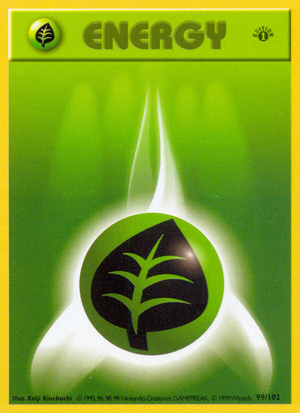 Grass Energy (99/102) (Shadowless) [Base Set 1st Edition] | Exor Games Truro