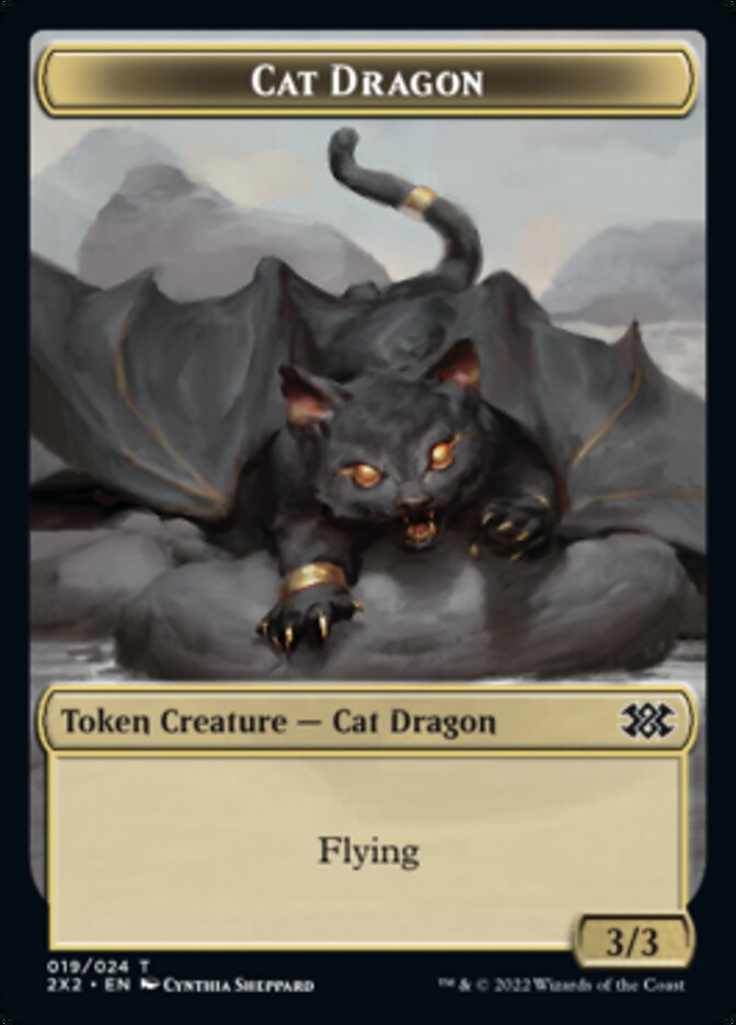 Cat Dragon // Spirit (002) Double-Sided Token [Double Masters 2022 Tokens] | Exor Games Truro