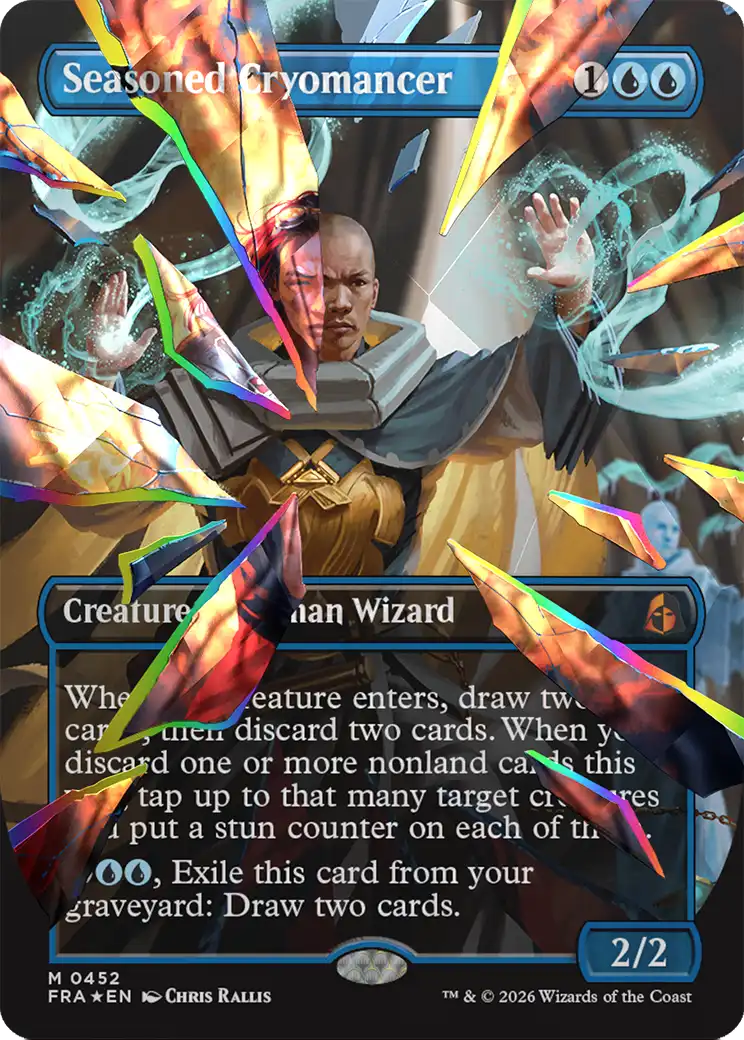 Seasoned Cryomancer (Borderless) (Facet Foil) (0452) [Reality Fracture] | Exor Games Truro