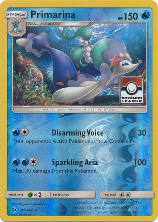 Primarina (41/149) (League Promo) [Sun & Moon: Base Set] | Exor Games Truro