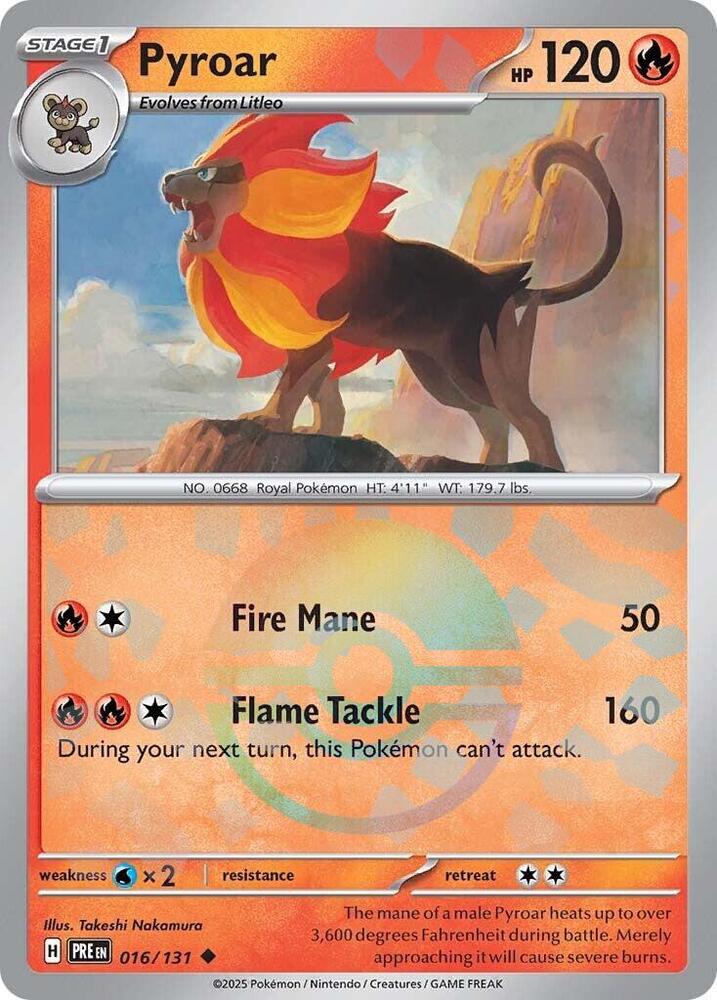 Pyroar (016/131) (Poke Ball Pattern) [Scarlet & Violet: Prismatic Evolutions] | Exor Games Truro