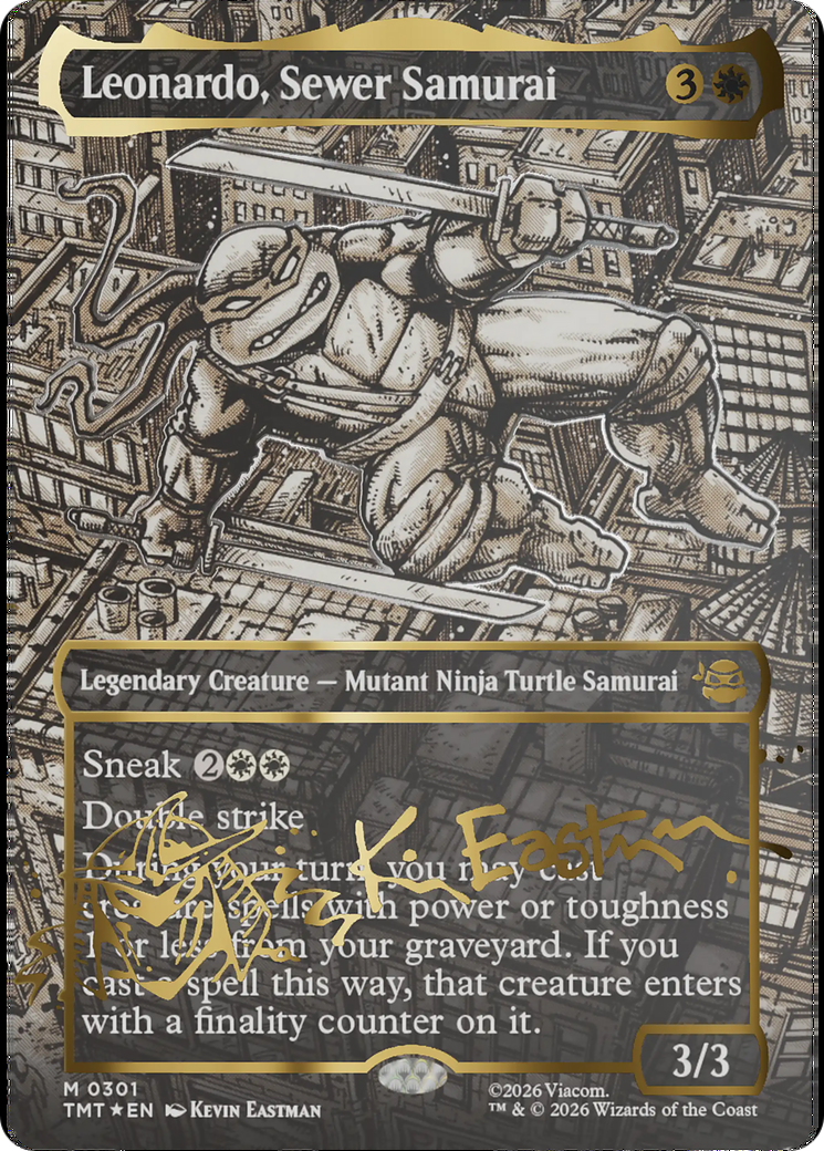 Leonardo, Sewer Samurai (Borderless) (Gold-Stamped Signature) [Teenage Mutant Ninja Turtles] | Exor Games Truro