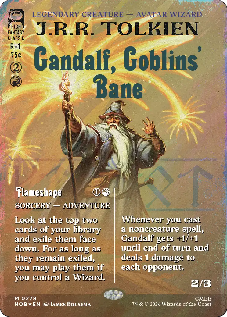 Gandalf, Goblins' Bane (Borderless) (Surge Foil) [The Hobbit] | Exor Games Truro