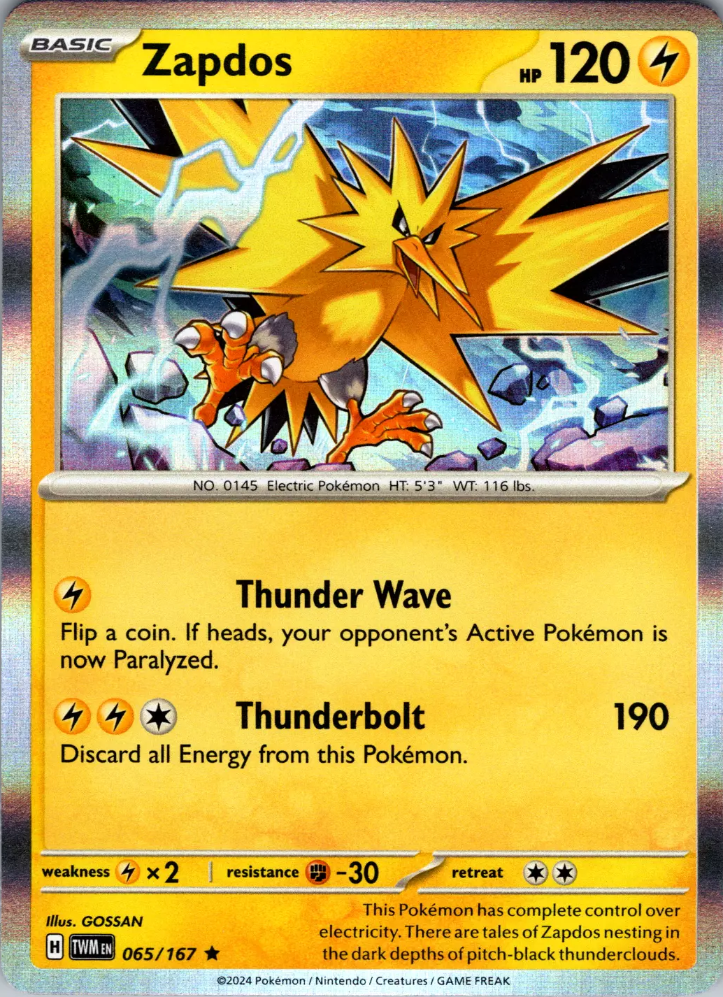 Zapdos (065/167) [Scarlet & Violet: Twilight Masquerade] | Exor Games Truro