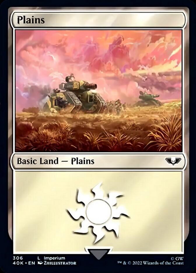 Plains (306) (Surge Foil) [Warhammer 40,000] | Exor Games Truro