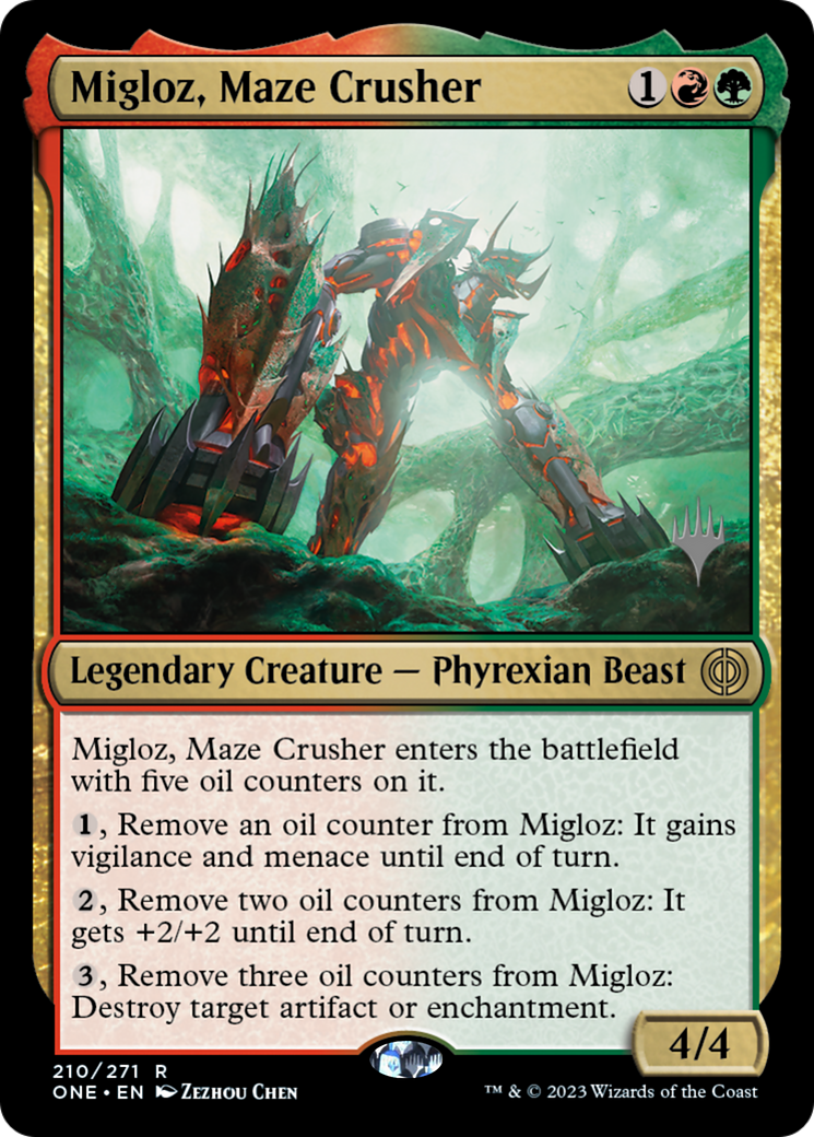 Migloz, Maze Crusher (Promo Pack) [Phyrexia: All Will Be One Promos] | Exor Games Truro