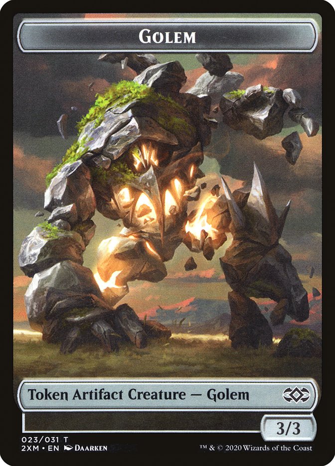 Wolf // Golem Double-Sided Token [Double Masters Tokens] | Exor Games Truro