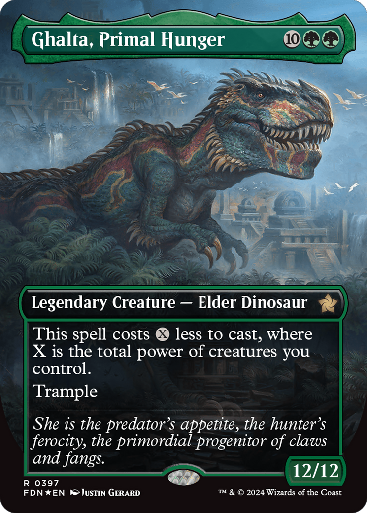 Ghalta, Primal Hunger (Borderless) (Mana Foil) [Foundations] | Exor Games Truro