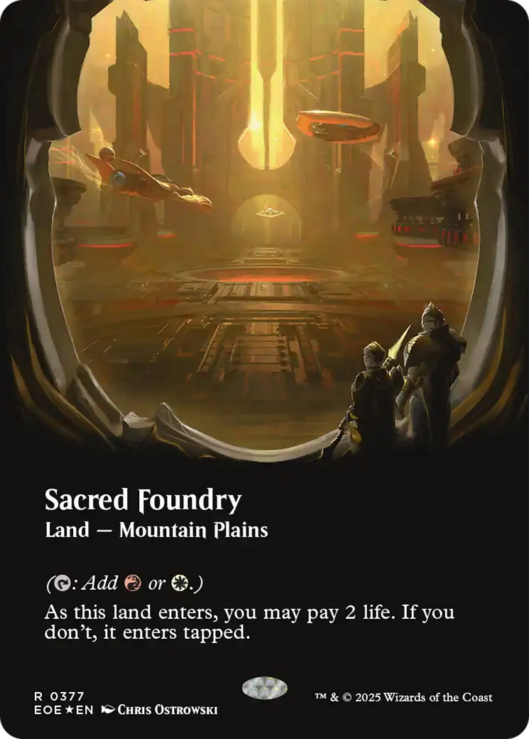Sacred Foundry (Borderless) (Galaxy Foil) [Edge of Eternities] | Exor Games Truro