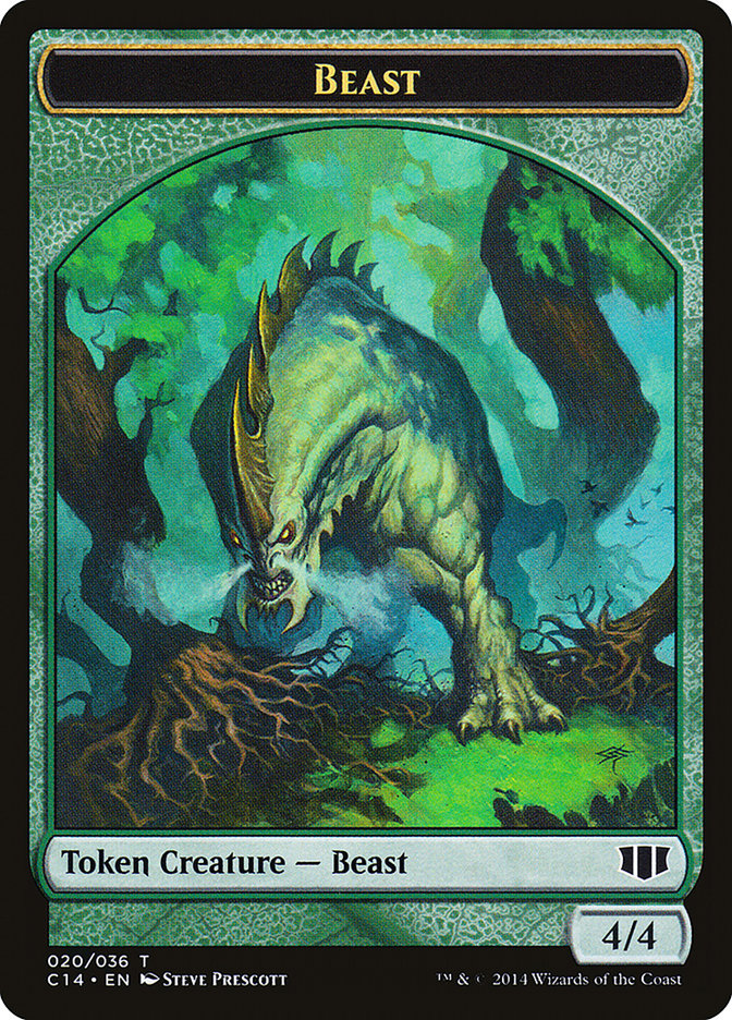 Elf Druid // Beast (020/036) Double-Sided Token [Commander 2014 Tokens] | Exor Games Truro