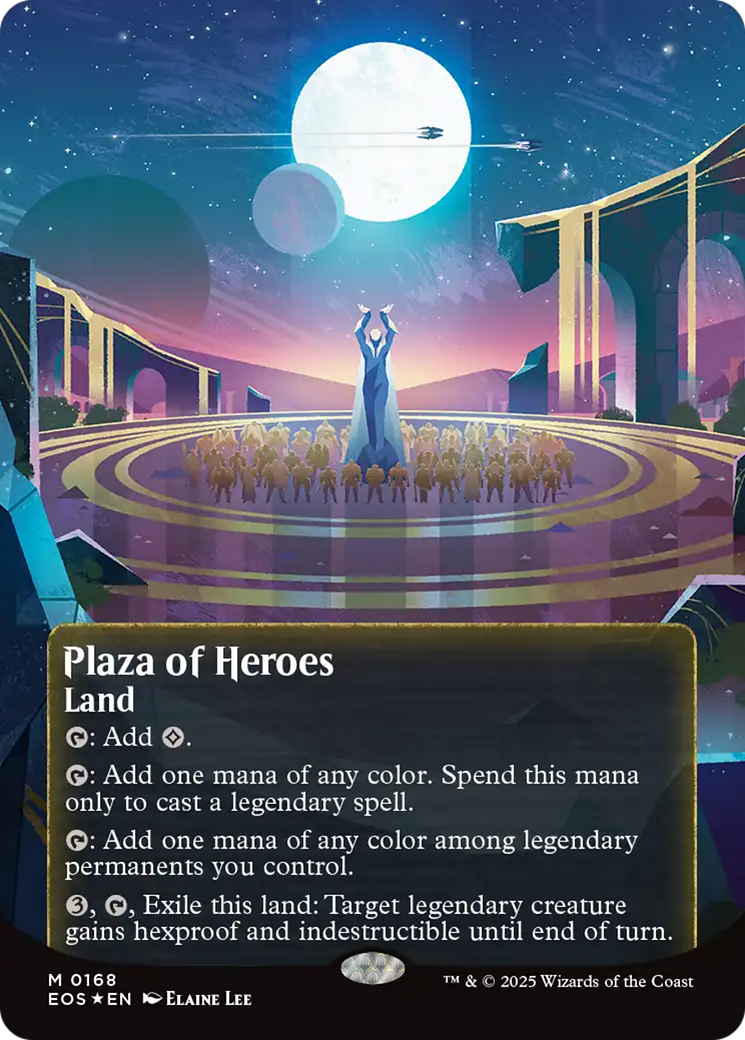 Plaza of Heroes (0168) (Borderless) (Galaxy Foil) [Edge of Eternities: Stellar Sights] | Exor Games Truro