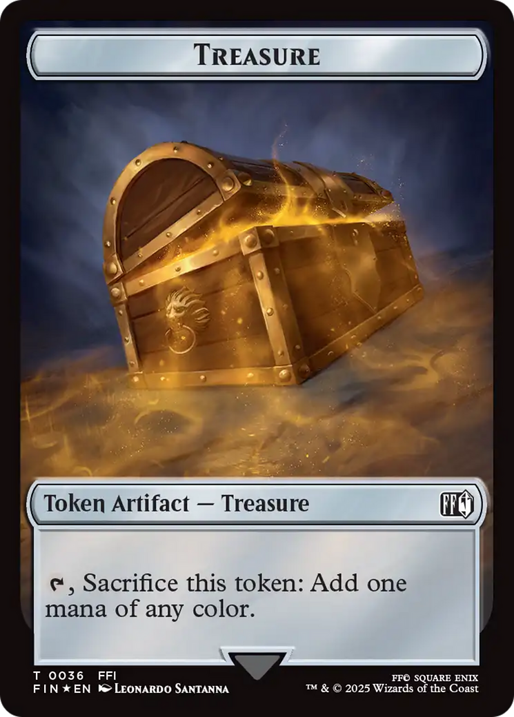Foretell // Treasure Double-Sided Token (Surge Foil) [FINAL FANTASY Commander Tokens] | Exor Games Truro