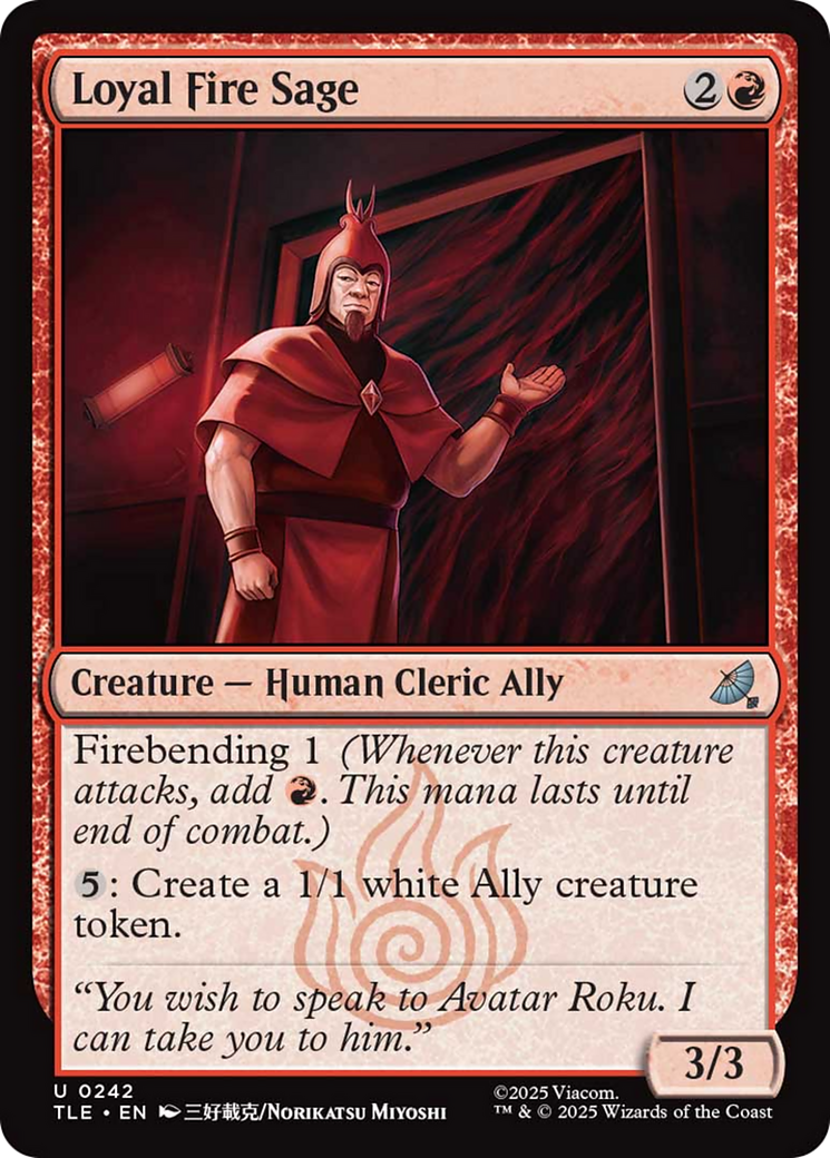 Loyal Fire Sage [Avatar: The Last Airbender: Eternal-Legal] | Exor Games Truro