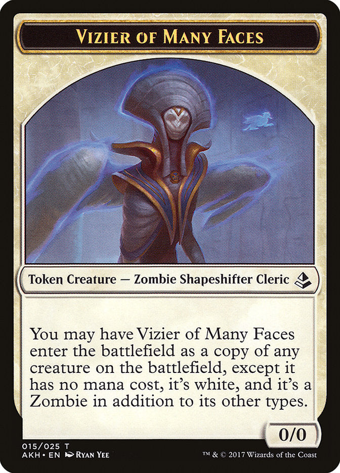 Vizier of Many Faces // Zombie Double-Sided Token [Amonkhet Tokens] | Exor Games Truro