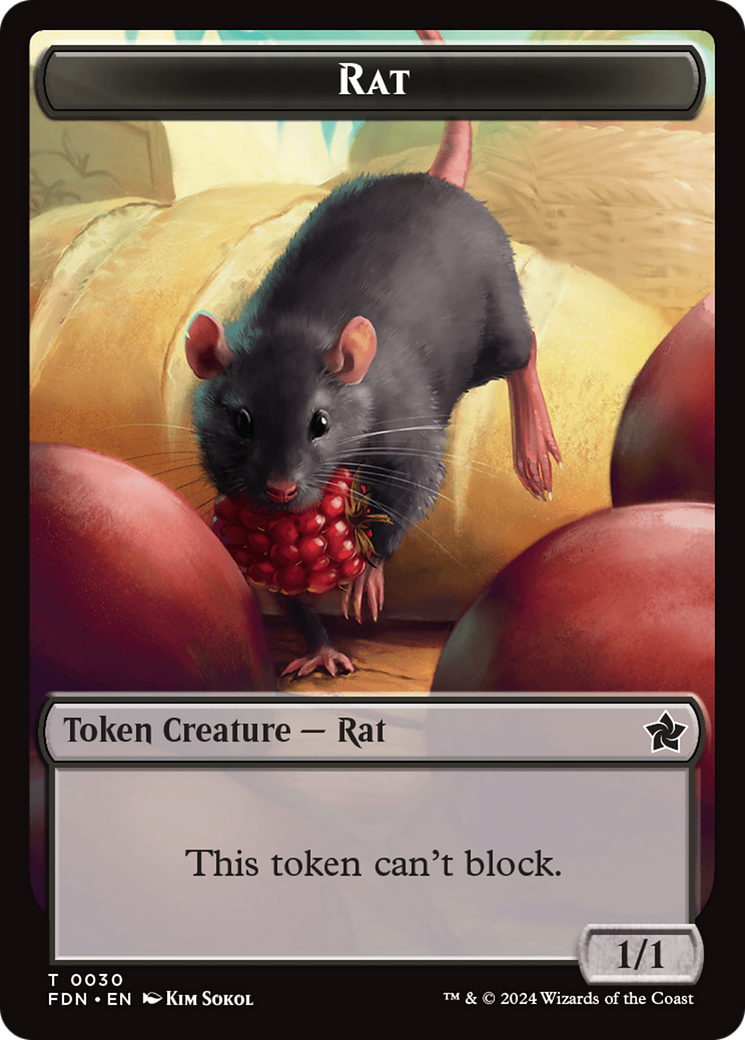 Elf Warrior // Rat (0030) Double-Sided Token [Foundations Tokens] | Exor Games Truro