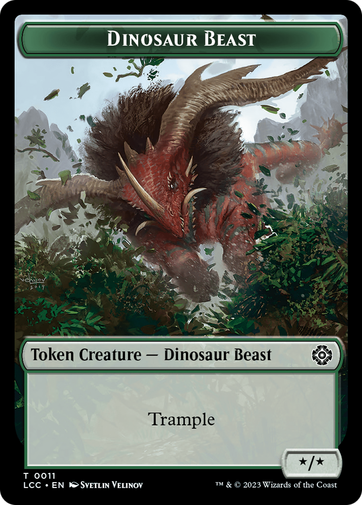 Dinosaur Beast // Dinosaur Double-Sided Token [The Lost Caverns of Ixalan Commander Tokens] | Exor Games Truro