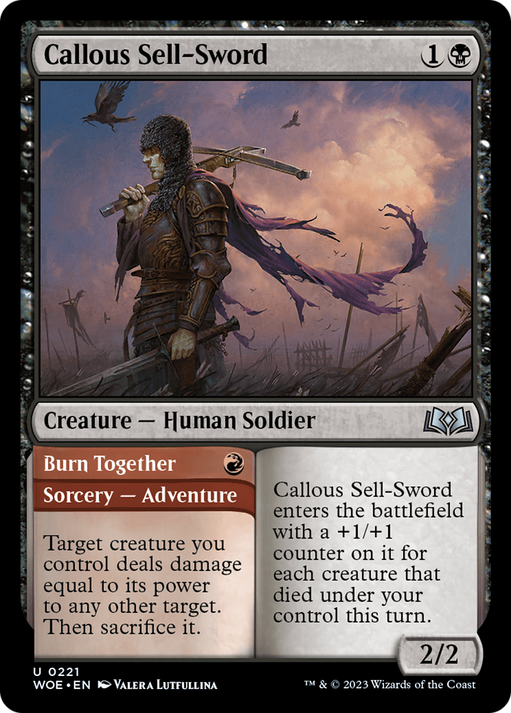 Callous Sell-Sword // Burn Together [Wilds of Eldraine] | Exor Games Truro