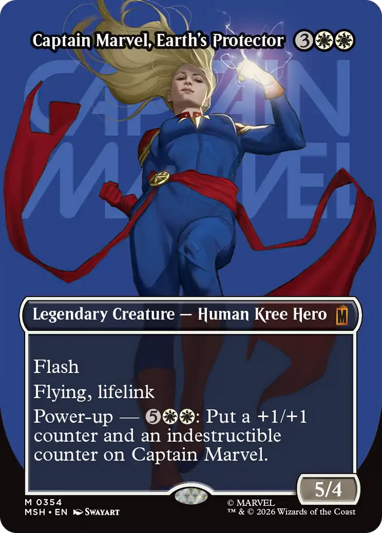 Captain Marvel, Earth's Protector (Borderless) (0354) [Marvel Super Heroes] | Exor Games Truro