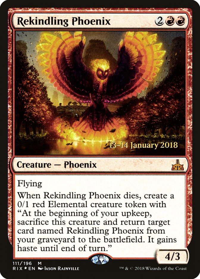 Rekindling Phoenix [Rivals of Ixalan Prerelease Promos] | Exor Games Truro