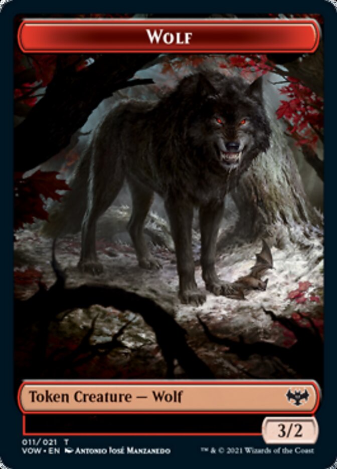 Wolf (011) // Wolf (014) Double-Sided Token [Innistrad: Crimson Vow Tokens] | Exor Games Truro