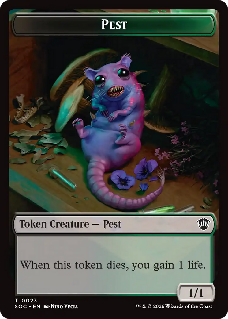 Saproling // Pest (0023) Double-Sided Token [Secrets of Strixhaven Commander Tokens] | Exor Games Truro