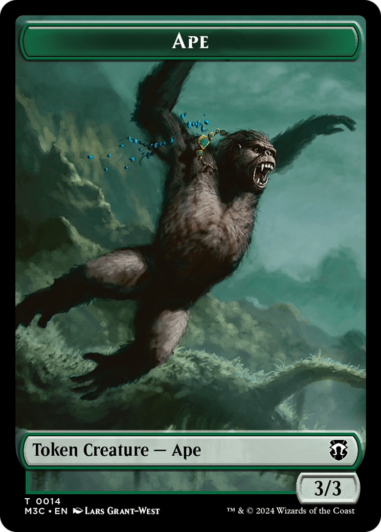 Ape (Ripple Foil) // Plant Double-Sided Token [Modern Horizons 3 Commander Tokens] | Exor Games Truro