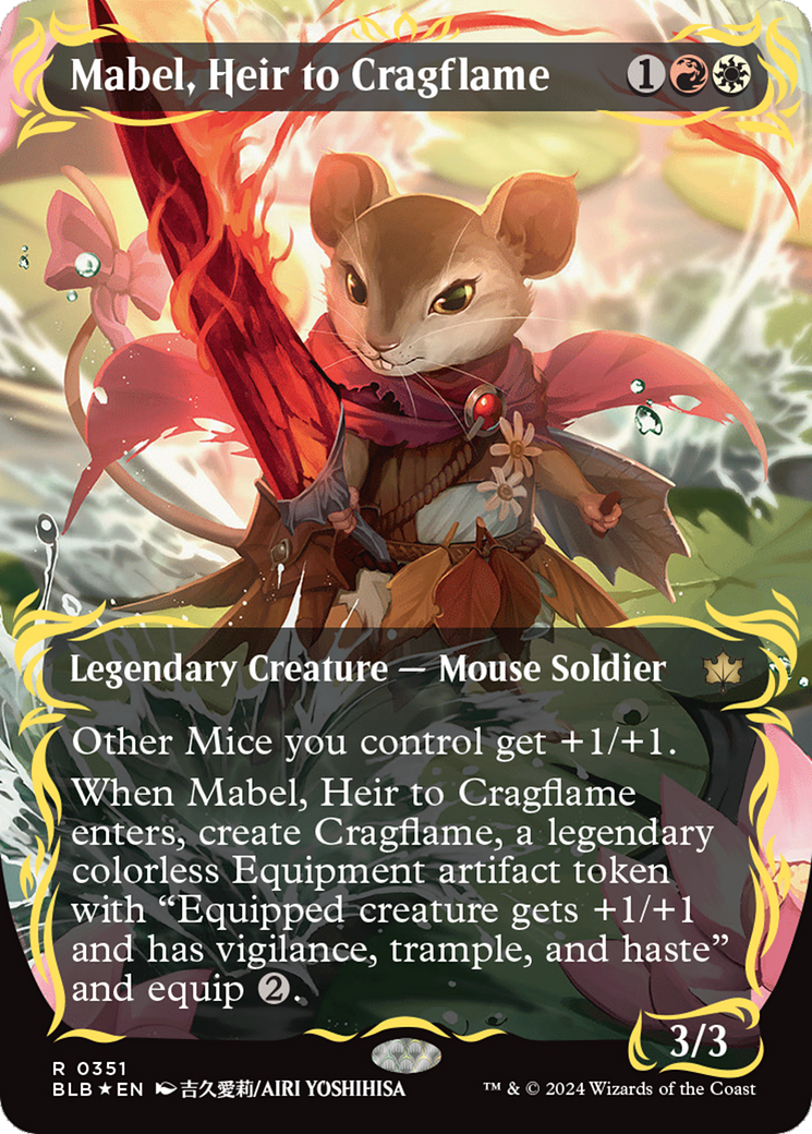 Mabel, Heir to Cragflame (Borderless) (Raised Foil) [Bloomburrow] | Exor Games Truro