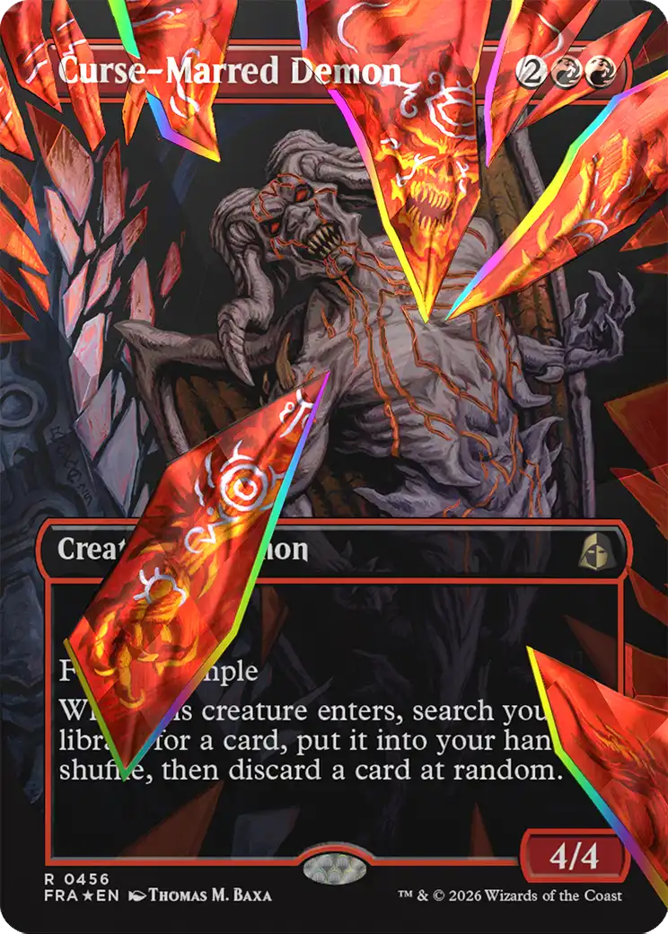 Curse-Marred Demon (Borderless) (Facet Foil) [Reality Fracture] | Exor Games Truro