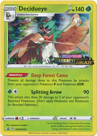 Decidueye (SWSH035) (Staff Prerelease Promo) [Sword & Shield: Black Star Promos] | Exor Games Truro