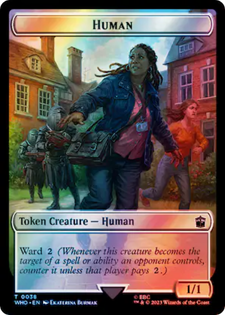 Human (0038) // Clue (0055) Double-Sided Token (Surge Foil) [Doctor Who Tokens] | Exor Games Truro