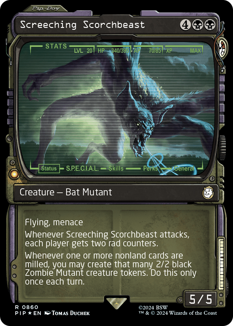 Screeching Scorchbeast (Showcase) (Surge Foil) [Fallout] | Exor Games Truro