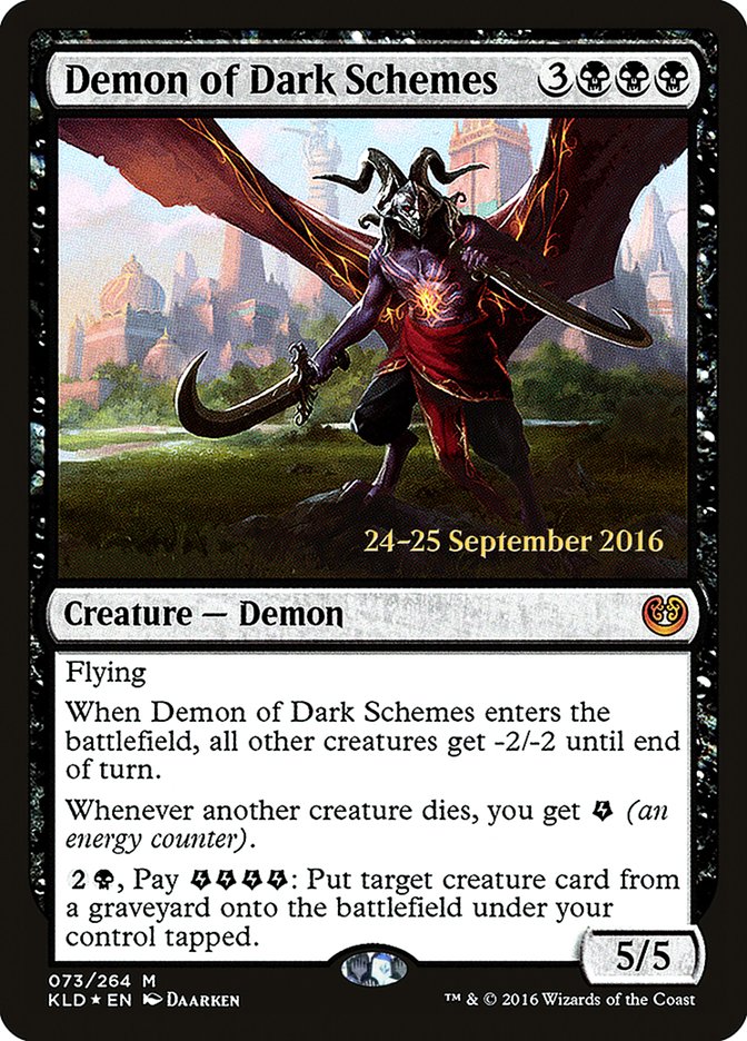 Demon of Dark Schemes [Kaladesh Prerelease Promos] | Exor Games Truro